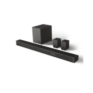 Hisense AX5100G 5.1Ch Soundbar: 340W, with wireless subwoofer and rear speakers, DTS Virtual:X, for immersive surround sound, available at Tael Appliances.