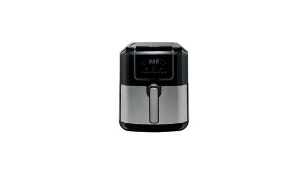 Hisense Air Fryer 6.3Ltrs: H06AFBS1S3 model, digital touch control, 1700W, for healthy oil-free cooking, available at Tael Appliances.