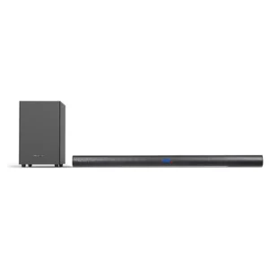 Hisense HS212 Soundbar: 2.1 channel with wireless subwoofer, 120W power, for enhanced audio, available at Tael Appliances.