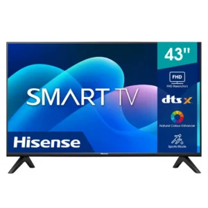 Hisense Smart TV 43 inch: Full HD Smart TV with VIDAA U, HDR, DTS Virtual:X, for clear visuals and immersive sound, available at Tael Appliances.