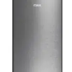 MIKA Fridge 92 Ltrs inox line brush: Single door, defrost function, toughened glass shelves, vegetable box, lock & key, cool pack, VC filter, available at Tael Appliances.