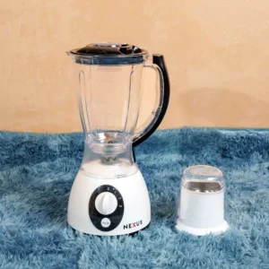 Nexus Blender NXK-BLD-3004 1.5L white standing blender featuring a 350W motor, 3-speed control, durable plastic jar, and sleek design. Ideal for blending fruits, vegetables, and smoothies. Available now at Tael Appliances.