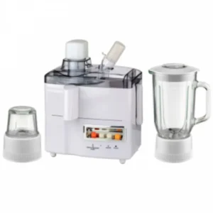 Ramtons Juicer RM/278: 3-in-1 juicer, blender, and grinder in white, for versatile food and beverage preparation, available at Tael Appliances.