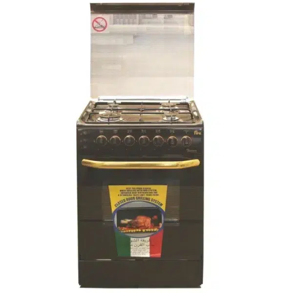 Ramtons Cooker 55x55 4 gas burner brown cooker, model 5693-EB/302, perfect for everyday cooking needs, available at Tael Appliances.