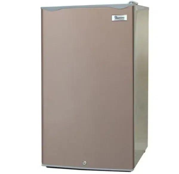 Ramtons Fridge 90 Ltrs single door direct cool refrigerator in Gold, model RF/210, perfect for compact spaces, available at Tael Appliances.
