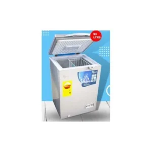 Roch chest freezer 93ltrs: RCF-130-G model, 93 Ltrs capacity, key lock, adjustable thermostat, removable basket, white, available at Tael Appliances.