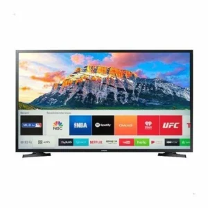 Samsung Smart TV 43 Inch black: 43T5300 model, Full HD LED, Smart TV with Tizen OS, Netflix, YouTube, HDR, Hyper Real Engine, Wi-Fi, available at Tael Appliances.