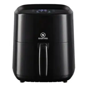 Smart Pro electric air fryer 5ltrs black: SAF 231B model, 5 Ltrs capacity, rapid air technology, adjustable temperature, timer, non-stick basket, available at Tael Appliances.