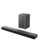 TCL 2.1ch Soundbar black: S55H model, Pro Super Bass, 220W, Dolby Atmos, DTS Virtual:X, wireless subwoofer, HDMI eARC, Bluetooth 5.3, AI Sonic-Adaptation, available at Tael Appliances.