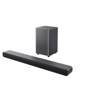 TCL 2.1ch Soundbar black: S55H model, Pro Super Bass, 220W, Dolby Atmos, DTS Virtual:X, wireless subwoofer, HDMI eARC, Bluetooth 5.3, AI Sonic-Adaptation, available at Tael Appliances.