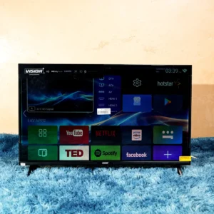 Vision Plus VP8832SF 32-inch HD frameless Android Smart TV featuring Dolby Audio, Bluetooth connectivity, Android 13 OS, and built-in Wi-Fi — available at Tael Appliances for an immersive viewing experience.