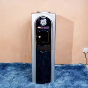 Vision Plus VPWD2HN hot and normal water dispenser in white – Features dual taps for hot (85–95°C) and room-temperature water, child safety lock on hot tap, under-storage cabinet for cups and essentials, and a compact, durable PVC build. Ideal for homes, offices, and busy households seeking safe and convenient hydration solutions. Available now at Tael Appliances.
