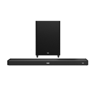 Von VSB2002LFK wireless soundbar: 200W RMS, 2.1 channel, 8 inch woofer, LED display, remote control, Bluetooth, Optical, HDMI, AUX connectivity, black, available at Tael Appliances,