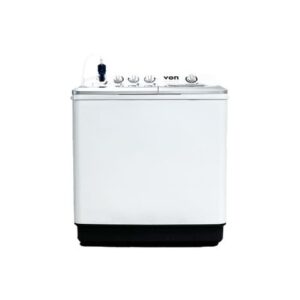 Von twin tub washing machine 13kg: VWM-13AHK model, 13kg capacity, semi-automatic, Air Dry, rust-proof, white, available at Tael Appliances.
