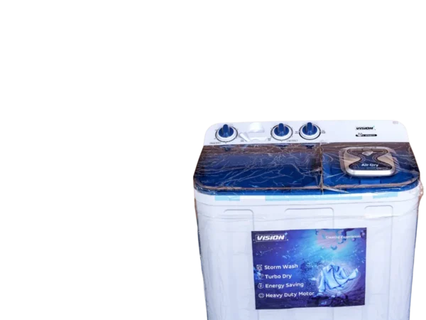 Vision 7kg Twin Tub Washing Machine Aqua 950XT with Air Dry function, Storm Wash, Turbo Dry, Energy Saving, and Heavy Duty Motor.