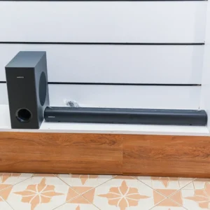 Vision Plus 240W 2.1 channel soundbar with separate subwoofer in black at Tael Appliances.