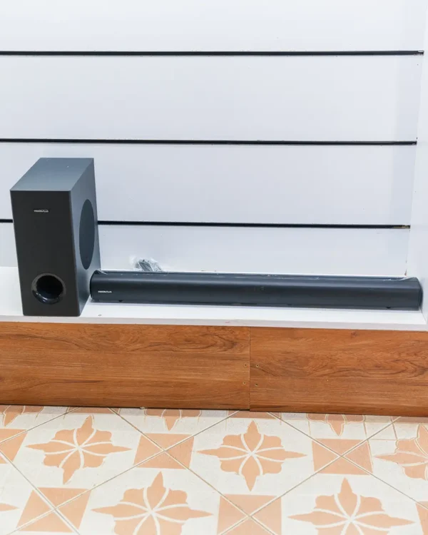 Vision Plus 240W 2.1 channel soundbar with separate subwoofer in black at Tael Appliances.